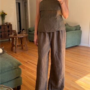 Brown Ribbed Women's Jumpsuit
